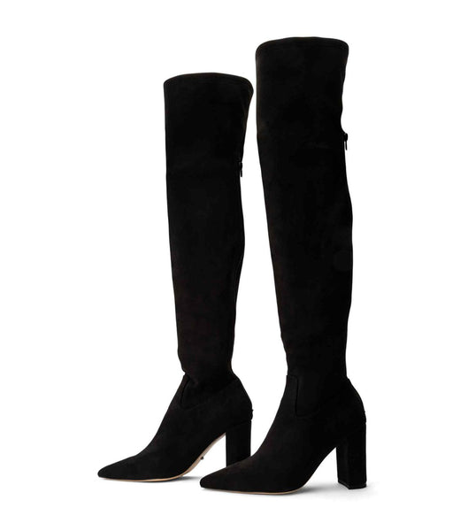 Botas de Tacon Tony Bianco Estella Black Stretch Gamuza 8.5cm Negras | ZCLMJ21966