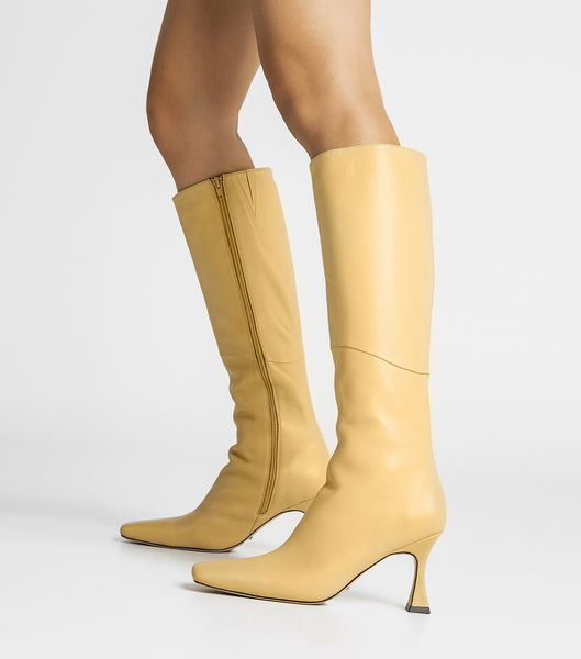 Botas de Tacon Tony Bianco Fantasy Butter Nappa 8cm Amarillo | MCLFT50148