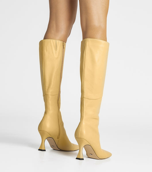 Botas de Tacon Tony Bianco Fantasy Butter Nappa 8cm Amarillo | MCLFT50148