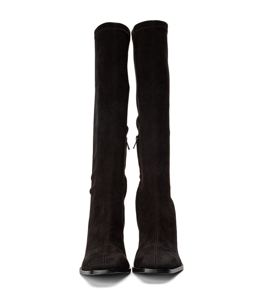 Botas de Tacon Tony Bianco Renae Black Stretch Gamuza 8.5cm Negras | CLZDE14309