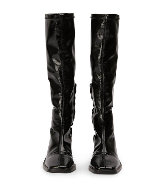 Botas de media pantorrilla Tony Bianco Damon Black Crinkle Charol 7.5cm Negras | CLJBT57272