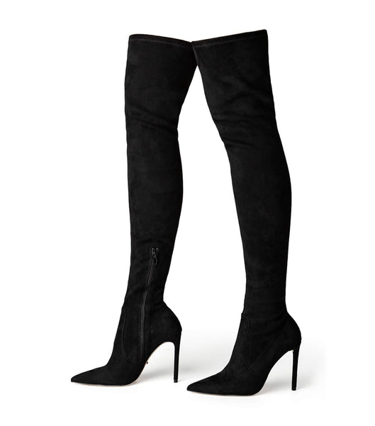 Botas de tacón de aguja Tony Bianco Avah Black Stretch Gamuza 10.5cm Negras | SCLNY68643