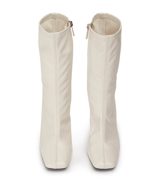 Botas de tacón de aguja Tony Bianco Remie Ecru Crinkle Charol 10.5cm Blancas | CLDYB29755