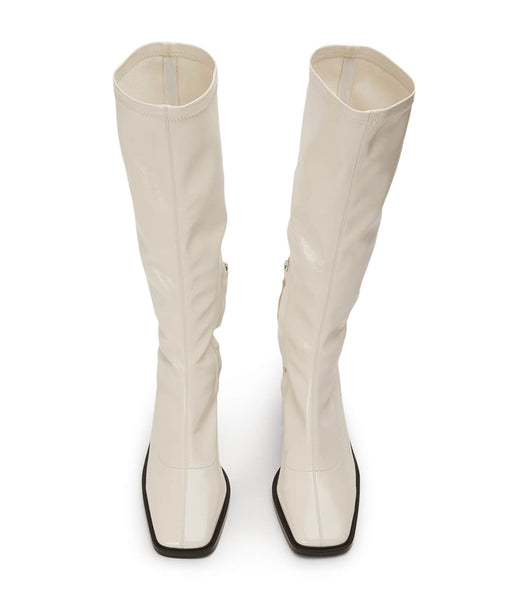 Botas hasta las rodillas Tony Bianco Damon Ecru Crinkle Charol 7.5cm Blancas | SCLNY85997