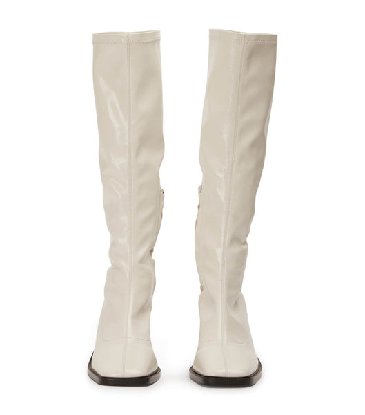 Botas hasta las rodillas Tony Bianco Damon Ecru Crinkle Charol 7.5cm Blancas | SCLNY85997