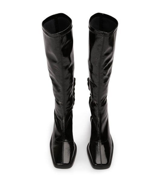 Botas hasta las rodillas Tony Bianco Damon Black Crinkle Charol 7.5cm Negras | TCLWZ23078