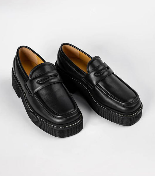 Loafers Tony Bianco Granite Black Nappa 5cm Gris Negras | SCLNY73057