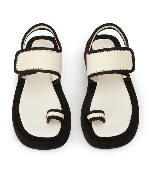 Sandalias Planas Tony Bianco Iso White/Black Neoprene 3.5cm Blancas Negras | CLNEJ65964