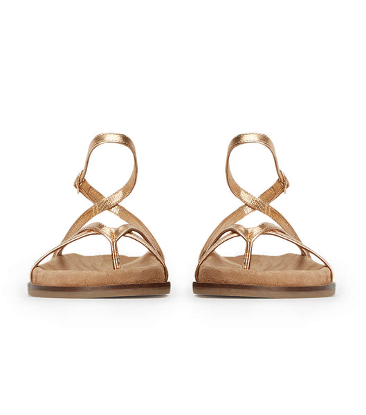 Sandalias Planas Tony Bianco Lucie Antique Gold Nappa 1.5cm Doradas | CLQAV90671