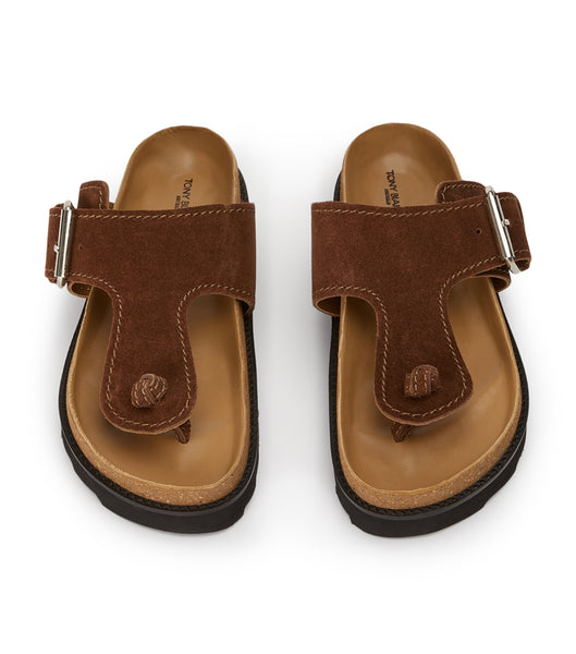 Sandalias Planas Tony Bianco Marlo Choc Gamuza 3cm Marrones | XCLBH46534