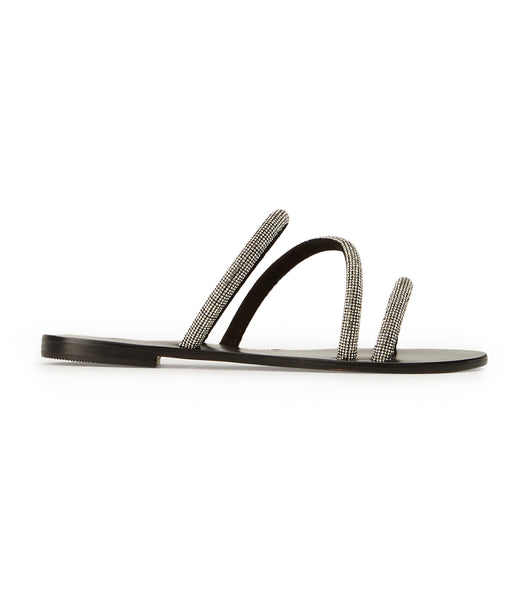 Sandalias de Diapositivas Tony Bianco Fusion Crystal/Black Gamuza 1cm Negras | ACLDF44476