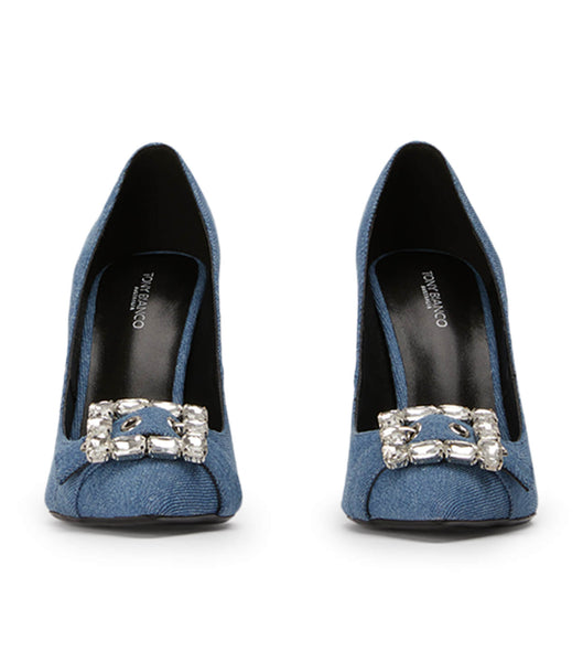 Tacones Brillantes Tony Bianco Abbey Washed Denim 10.5cm Azules | FCLHY78828