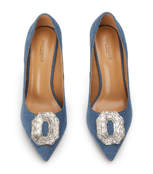 Tacones Brillantes Tony Bianco Alison Washed Denim 10.5cm Azules | XCLBH54774