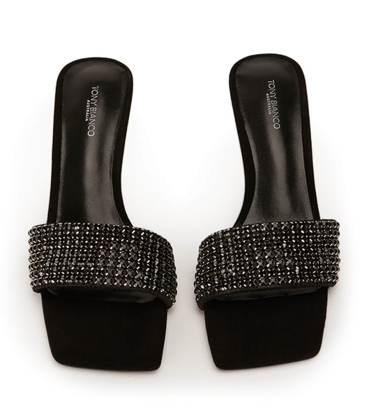 Tacones Brillantes Tony Bianco Amos Black Crystal/Black Gamuza 6.5cm Negras | QCLWA86012