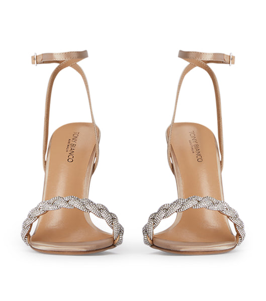 Tacones Brillantes Tony Bianco Kosta Nude Satin 11cm Beige | CLQAV60456