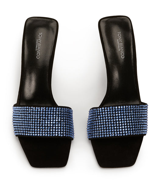 Tacones Brillantes Tony Bianco Naomi Blue Crystal/Black Gamuza 10.5cm Azules Negras | YCLVQ28394