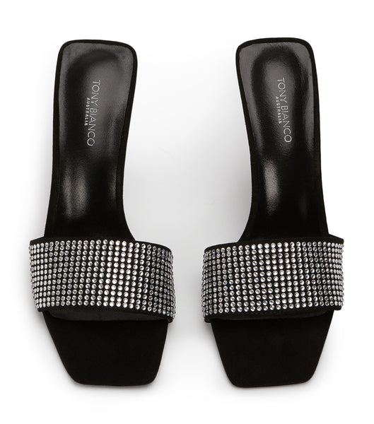 Tacones Brillantes Tony Bianco Naomi Clear Crystal/Black Gamuza 10.5cm Negras | CLIIZ86938