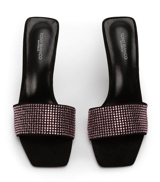 Tacones Brillantes Tony Bianco Naomi Pink Crystal/Black Gamuza 10.5cm Rosas Negras | FCLUI19848