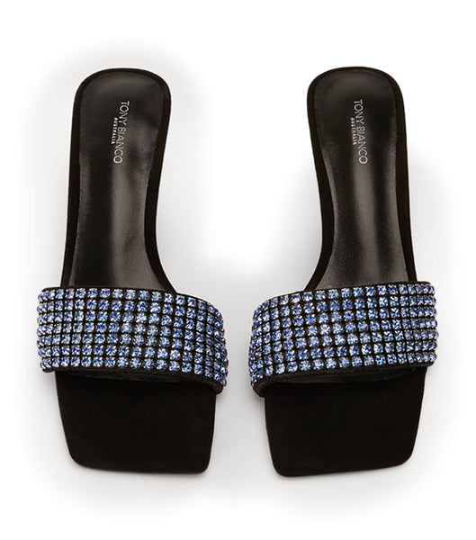 Tacones bajos Tony Bianco Amos Blue Crystal/Black Gamuza 6.5cm Azules Negras | CLXMI59198