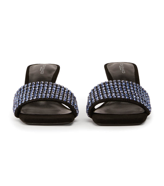 Tacones bajos Tony Bianco Amos Blue Crystal/Black Gamuza 6.5cm Azules Negras | CLXMI59198