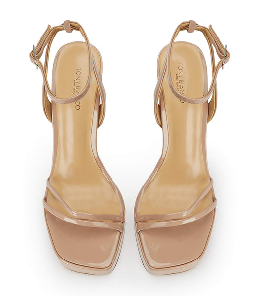 Tacones con tiras Tony Bianco Dandy Coco Charol 11.5cm Beige | CLJZR65509