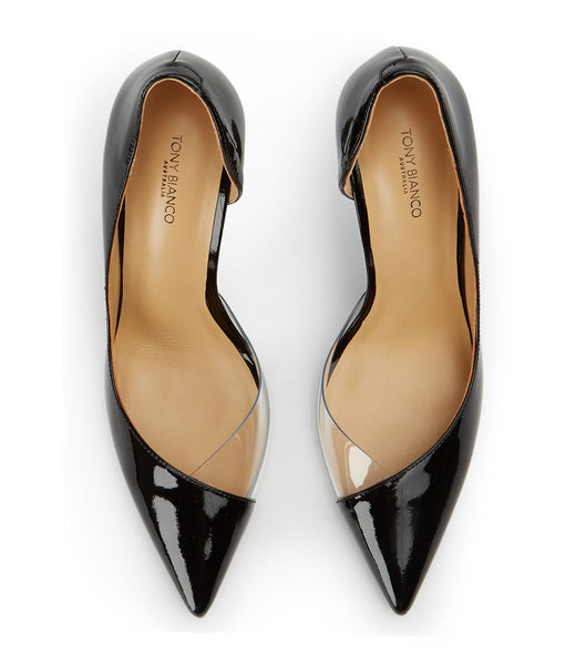 Tacones de aguja Tony Bianco Adore Black Charol/Clear Vinylite 10.5cm Negras | SCLNY75562