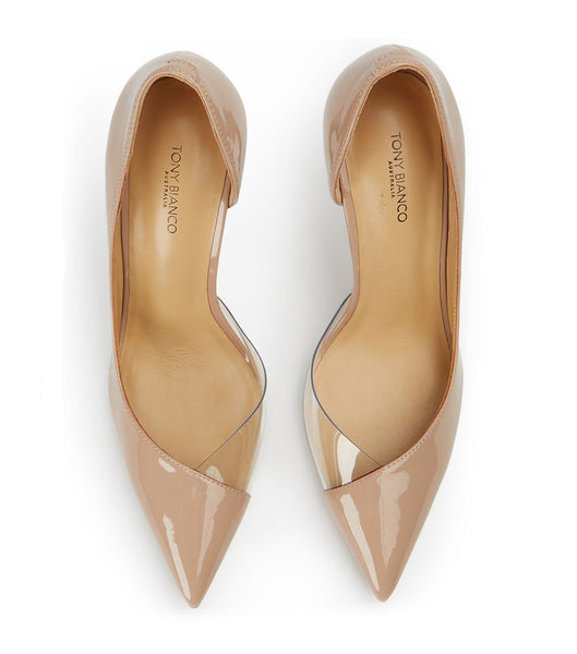 Tacones de aguja Tony Bianco Adore Coco Charol/Clear Vinylite 10.5cm Beige | CLJVR31218