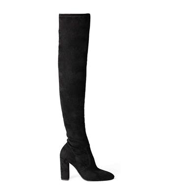 Botas de Tacon Tony Bianco Bloom Black Stretch Gamuza 9.5cm Negras | MCLHR37256