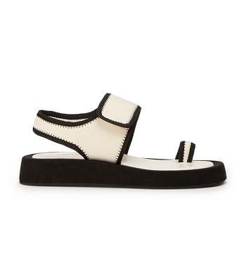 Sandalias Planas Tony Bianco Iso White/Black Neoprene 3.5cm Blancas Negras | CLNEJ65964