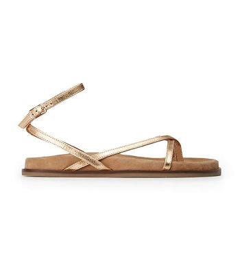 Sandalias Planas Tony Bianco Lucie Antique Gold Nappa 1.5cm Doradas | CLQAV90671